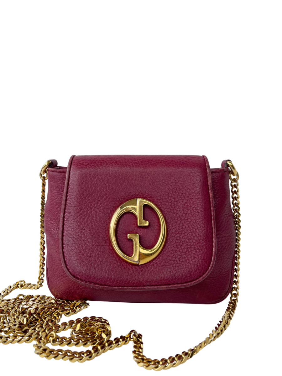 Gucci Burgundy Pebbled Leather '1973' Small Bag - Vilma's Vault